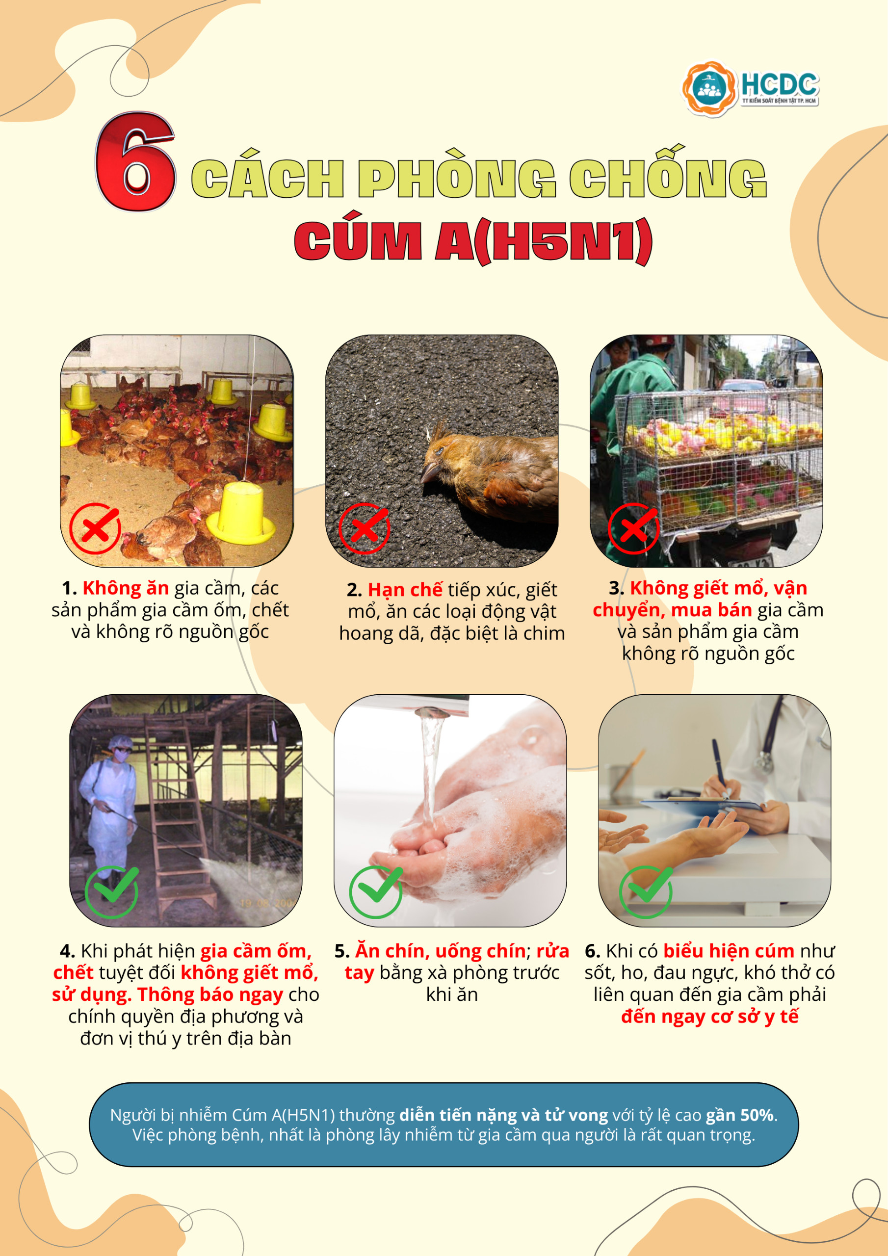 6 cách phòng chống cúm A(H5N1)